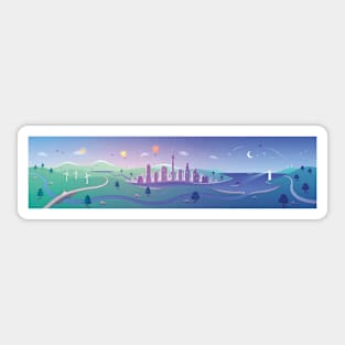 Day to Night Landscape Panorama Sticker